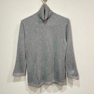 Tommy Hilfiger Women's Grey Knit Turtleneck Sweater 3/4 Sleeves Size Small